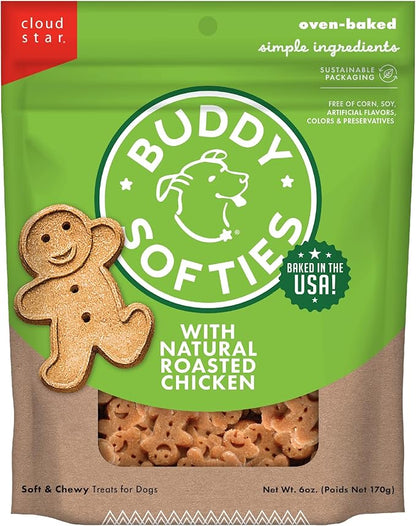 Buddy Biscuits Softies 6 oz. Bag, Soft & Chewy, Natural Roasted Chicken Flavor Dog Treats, Oven Baked in The USA