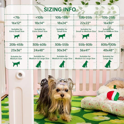 Qeils Reusable Puppy Pads for Small Dogs, Washable Pee Pads with Non-Slip , Absorbent Leakproof Mat for Crates, Playpens, Pet Beds & Whelping, Indoor Potty Training Grass Green, 23"x36", 2 Pack