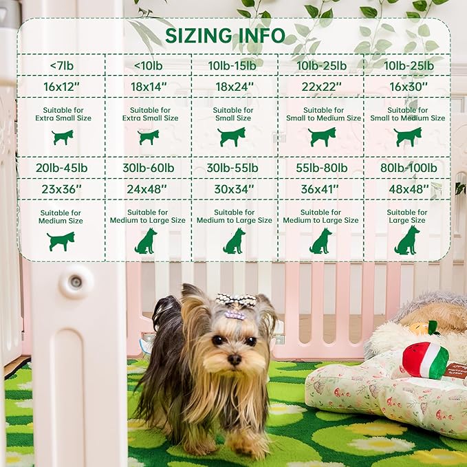 Qeils Reusable Puppy Pads for Small Dogs, Washable Pee Pads with Non-Slip , Absorbent Leakproof Mat for Crates, Playpens, Pet Beds & Whelping, Indoor Potty Training Grass Green, 24"x48", 2 Pack