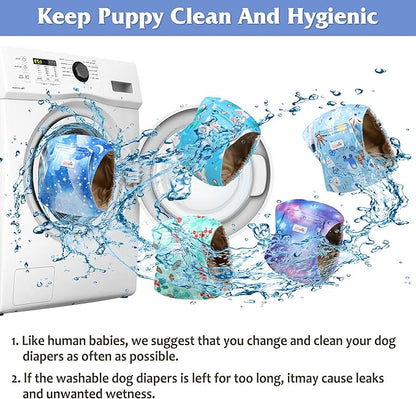 5 Pack Dog Diapers Male Reusable, Premium Belly Bands for Male Dogs, High Absorbing Dog Pee Wraps for Doggie in Incontinence or Excitable Urination and Training Galaxy L