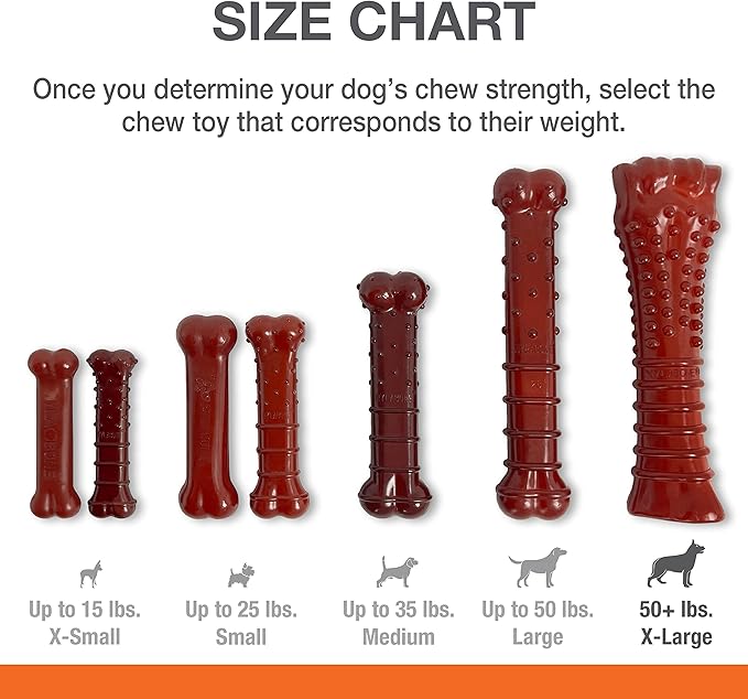 Nylabone Textured Bone Power Chew Toy for Dogs, Durable & Tough Dog Toys for Aggressive Chewers, Basted Blast Bacon and Steak Flavor, X-Large Dogs - 50+ lbs, 1 Count