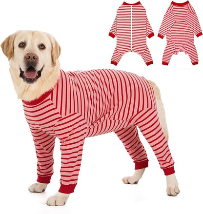 Yeapeeto Dog Onesie Surgery Recovery Suit for Large Medium Bodysuit Dogs Pajamas PJS Full Body for Shedding, Prevent Licking, Wound Protection, Cone Alternative… (Red Pink, 4X-Large (Pack of 1))