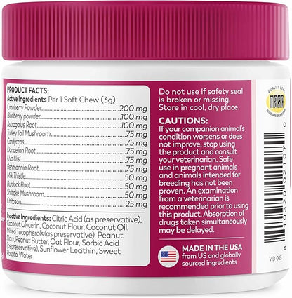Dr. Harvey’s Kidney Support Soft Chews for Dogs, Renal & Urinary Tract Health Supplement with Turkey Tail Mushroom, 90 Chews
