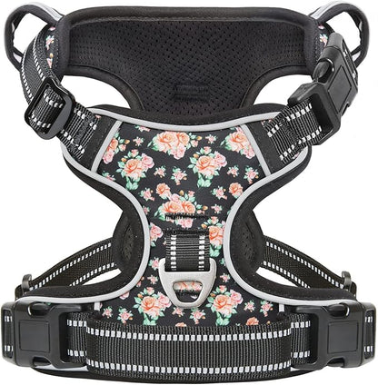 Timos No Pull Dog Harness,NO Need Go Over Dogs Head 3 Snap Buckles Reflective Oxford No Choke Harness with Front&Back 2 Metal Leash Clips Soft Padded for Small Medium Large Dogs,X-Large (Pack of 1)