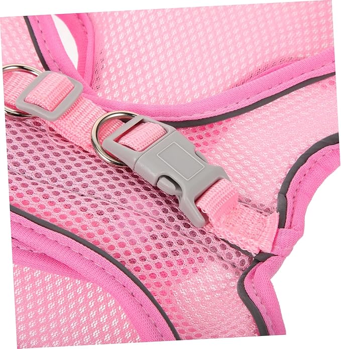 balacoo 1set Reflective Dog Harness and Leash Set Breathable Mesh Outdoor Walking Gear for Summer and Comfortable Pet Walking Pink