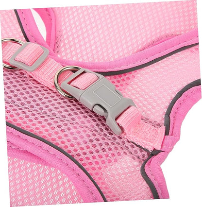 balacoo 1set Reflective Dog Harness and Leash Set Breathable Mesh Outdoor Walking Gear for Summer and Comfortable Pet Walking Pink