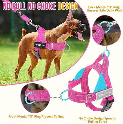 SlowTon No Pull Dog Harness - Heavy Duty Dog Harness and Leash Set for Medium Large Dogs, Reflective Tactical Harness with Soft Padded and Front Clip for Easy Walk and Training (FU, S)