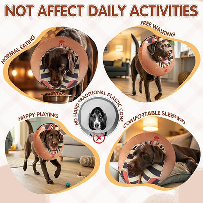 EXPAWLORER X-Large Widen Soft Dog Cone Collar - Inflatable Dog Neck Donut Collar Alternative After Surgery to Stop Licking,Adjustable Protective Recovery E Collar(Rharaoh)