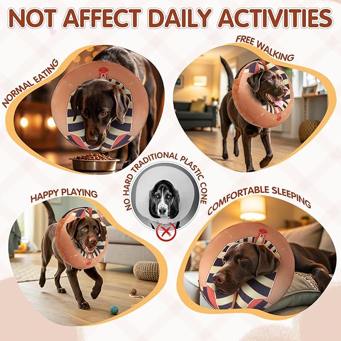 EXPAWLORER X-Large Widen Soft Dog Cone Collar - Inflatable Dog Neck Donut Collar Alternative After Surgery to Stop Licking,Adjustable Protective Recovery E Collar(Rharaoh)