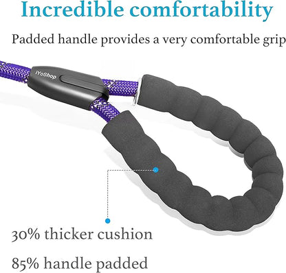 iYoShop Dual Dog Leash - 360° Swivel, No Tangle Walking Leash with Shock Absorbing Bungee for Two Dogs (Large, 25-150 lbs, Purple)