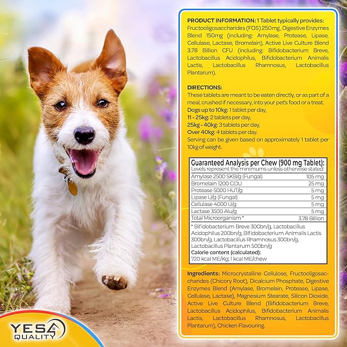 Dog Probiotics - Prebiotic & Probiotic Chews for Dogs - May Support Immunity, Digestive & Gut Health, Diarrhea, Flatulence Relief & Upset Stomach - 120 Chicken Flavored Tablets