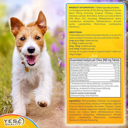 Dog Probiotics - Prebiotic & Probiotic Chews for Dogs - May Support Immunity, Digestive & Gut Health, Diarrhea, Flatulence Relief & Upset Stomach - 120 Chicken Flavored Tablets