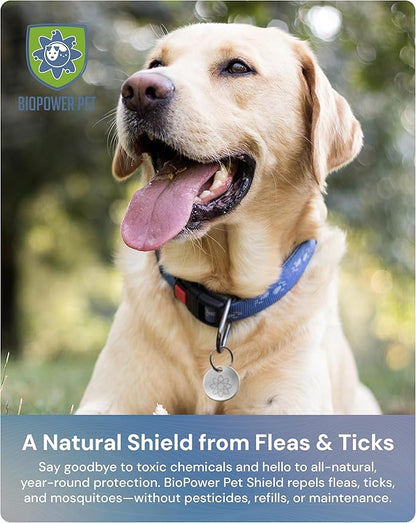 Natural Flea & Tick Repellent Collar Tag for Dogs & Cats – BioPower Pet Shield – Safe for Pets When Used as Directed – Lasts 1 Full Year - Regular Tag (1Pack)