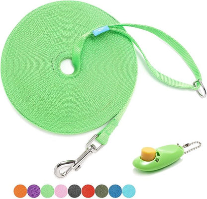 BAAPET 15/20/30/50/100 ft Long Dog Training Leash with Clickers for Small, Medium and Large Dogs or Cats (20 Feet, Springgreen)