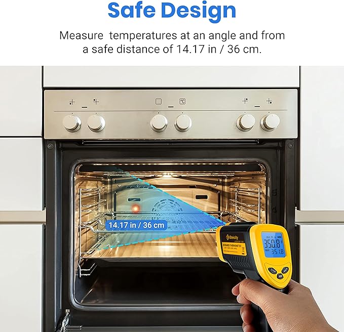 Etekcity Infrared Thermometer Laser Temperature Gun 1080, -58°F~ 1130°F for Meat Food Candy Pizza Oven, Heat Gun for Cooking, Kitchen, Fridge, Reptile, BBQ, HAVC, Adjustable Emissivity & Max Measure