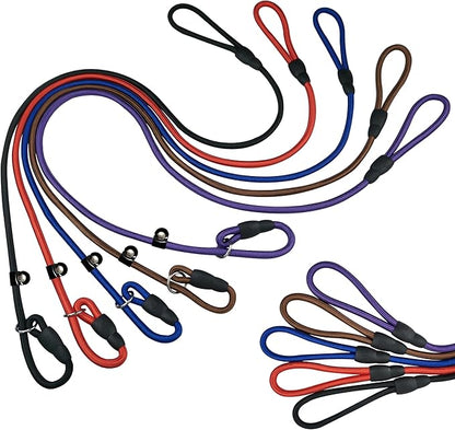 FOVRLZSE Nylon Dog Leash 5-Pack (Red/Black/Blue/Brown/Purple), 4.6FT Training Leash for Small to Medium Dogs, 10mm Braided Nylon with TPU Non-Slip Buckle, Daily Walking & Puppy Training