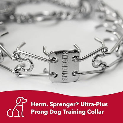 Herm Sprenger Chrome Plated Prong Dog Training Collar Ultra-Plus Pet Pinch Collar with Swivel No-Pull Collar for Dogs Made in Germany