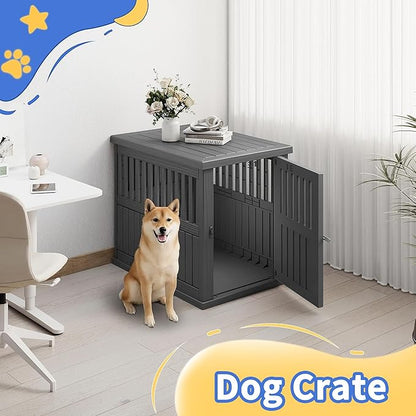 DRATO Dog Crate Furniture Lockable Dog Kennel Indoor Dog Crate Heavy Duty Decorative Pet Cage End Table for Small Medium Dogs Easy to Clean and Assemble, Black