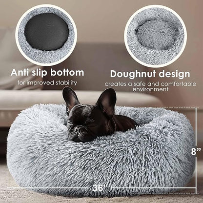 Extra Large Dog Beds, 36 Inch Human Dog Anxiety Relief Comfort Bed, Indestructible & Chew Proof Pet Beds (Light Grey)