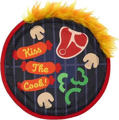Barkbox Bark-B-Q Flying Disc Dog Toy | Fluff-Free Crinkle Disc with T-Shirt Rope Edge | Durable Fetch & Tug Toy for Dogs & Puppies Who Love Backyard Play