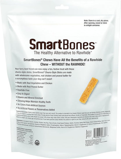 SmartBones Churro-Style Mini Sticks 28 Count, Made with Real Peanut Butter, Rawhide-Free Chews for Dogs, 7.90 Ounce (Pack of 1)