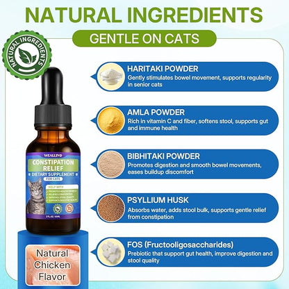 Cat Constipation Relief for Digestive Health Support + Dog Cough Treatment Support for Dogs for Breathing Comfort Bundle, Easy-to-Use, 60 ml/2 Fl Oz Each, Multi-Pet Family Care Solution