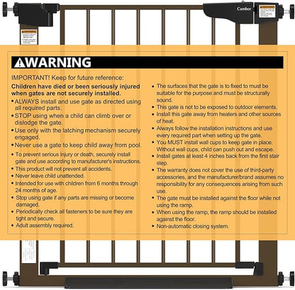 Cumbor 2 Pack 29.7-46" Baby Gate for Stairs, Mom's Choice Awards Winner-Auto Close Dog Gate for doorways, Easy Install Pressure Mounted Pet Gates indoor, Easy Walk Thru Wide Safety Gate for Dog, Brown