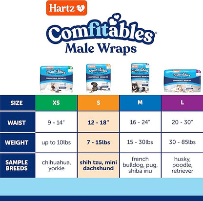 Hartz Comfitables Disposable Male Dog Wraps with Stretchy Waistband, Small 12 Count