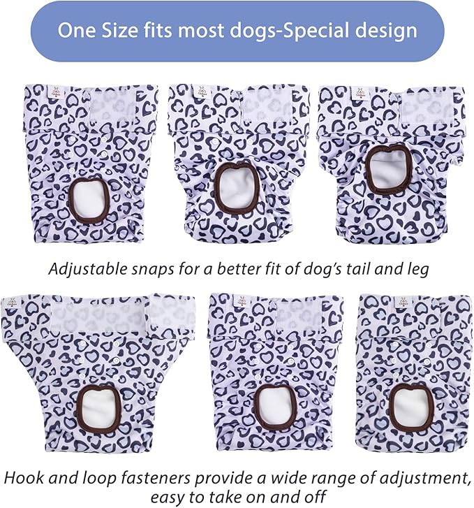 CuteBone Dog Diapers Female Washable Small Medium Large 3 Pack Reusable Doggie Diapers Puppy Period Pants for Doggy Heat Cycle Peeing D54L