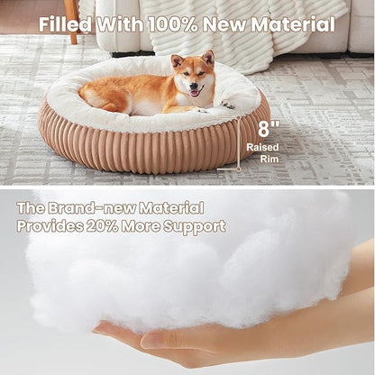33 inches Donut Dog Bed for Medium Large Dogs,Calming Round Pet Bed with Removable Cover,Washable Milk Plush Faux Fur, Fits up to 50 lbs Pets(Mocha,M Plus)