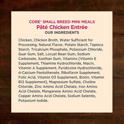 Wellness CORE Small Breed Mini Meals Pate Adult Wet Dog Food, Grain Free, Natural, Chicken Entrée Recipe, 3 oz, Pack of 12 Pouches