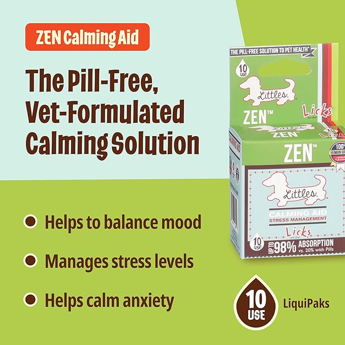 Licks Pill-Free Zen Small Breed Dog Calming Aid - Zen Calming Aid Supplements for Aggressive Behavior & Nervousness - Calming Dog & Puppy Treats for Stress Relief & Dog Health - Gel Packets - 10 Use