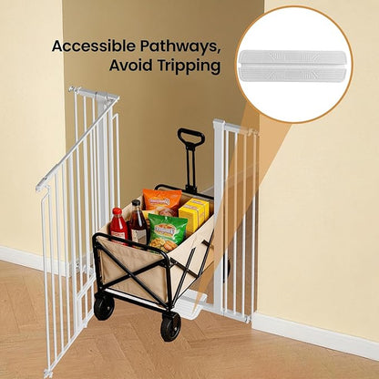 53.15" Extra Tall Cat Gate, 29.53"-40.16" Adjustable Width with Small Cat Door, Auto Close Safety Pet Gate, No Drilling Pressure Mount, White