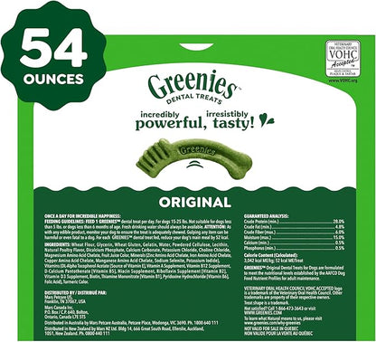 Greenies Veterinarian-Recommended Adult Natural Dental Dog Treats Petite Size, Dog Dental Chews, Original Flavor, 54 oz. Pack, 90 Count