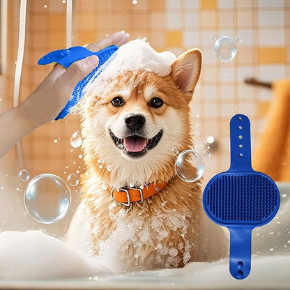 NVNAN Cat & Dog Grooming Gloves - Dog Shampoo Brush & Deshedding Brush for Shedding, Gentle Pet Hair Remover & Massage Gloves for Cats, Dogs, All Fur Types (1 Brush +1 Pair Gloves)