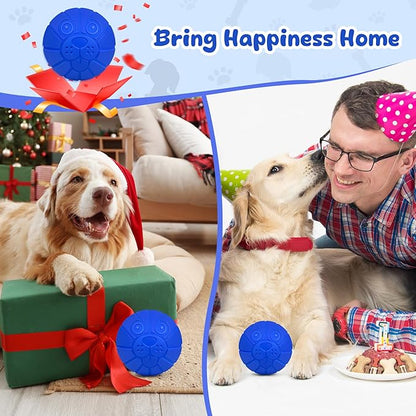 Indestructible Dog Toys for Aggressive Chewers, Squeaky Balls for Large Dogs, Interactive Squeaky Dog Balls for Aggressive Chewers, Outdoor Tough Chew Toys for Dogs to Relieves Anxiety