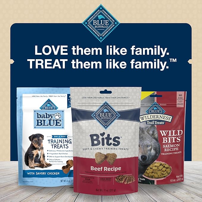 Blue Buffalo Bits Soft Dog Treats for Training,Made with Natural Ingredients & Enhanced with DHA,Beef Recipe,4-oz Bag,(Pack of 2)