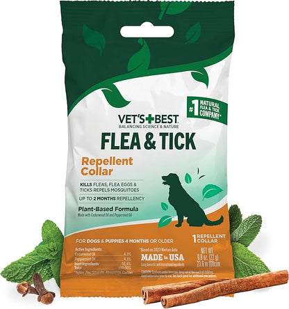 Vet's Best Natural Flea and Tick Collar for Dogs – Natural Repellent Collar with Plant-Based Ingredients – Flea and Tick Prevention and Treatment – Fits Small to Large Dogs – Up to 20” Neck Size