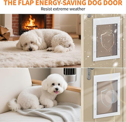 Medium Metal Dog Door 11 ¼ ”x 15 ¾” Medium Dog Door for Wall and Door Pet Door with 2 Lock & Durable Aluminum Frame, Doggy Door for Dogs and Pets, White