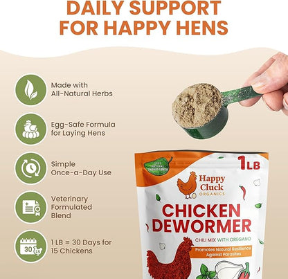 Natural Chicken Dewormer Chili Mix Powder (1 lb) | Herbal Poultry Wormer & Parasite Support for Laying Hens | Egg-Safe Chicken Dewormer for Backyard Flocks | 1 lb Bag