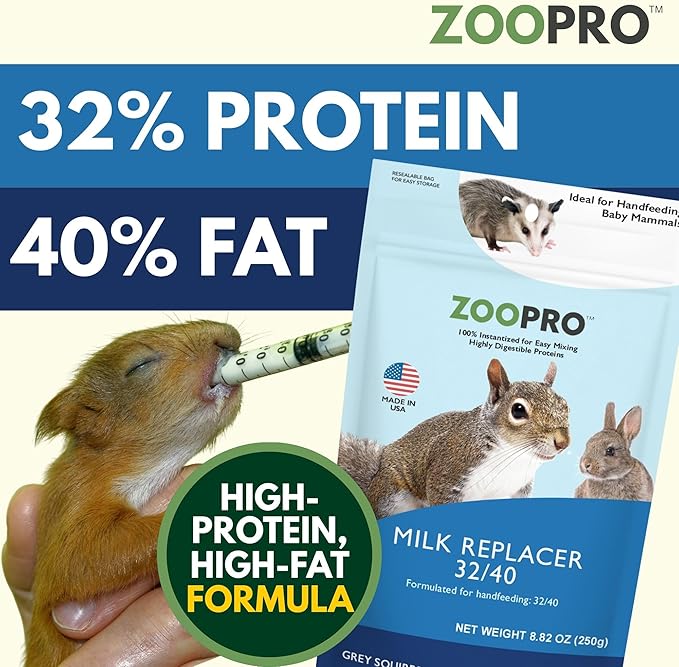 Exotic Nutrition ZooPro Milk Replacer 32/40 Formula for Baby Squirrels 8.8 oz.