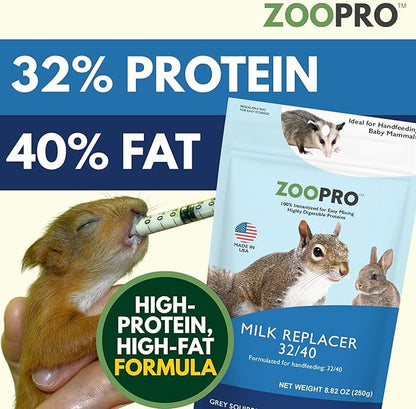 Exotic Nutrition ZooPro Milk Replacer 32/40 Formula for Baby Squirrels 8.8 oz.
