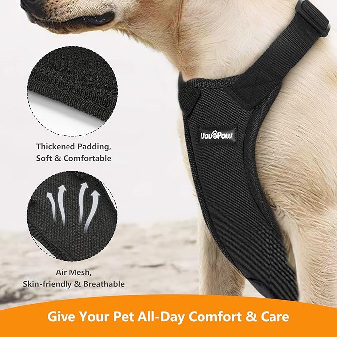 VavoPaw Dog Seat Belt, Safety Vest Dog Car Harness with Adjustable Buckle Dogs Seat-Belt for Vehicle Nylon Pet Safety Seats Belts Heavy Duty(XXL, Black)