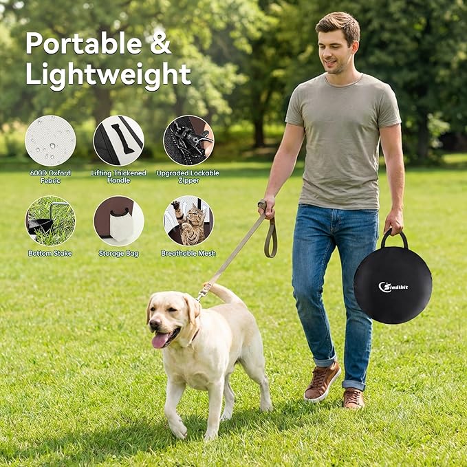 Dog Playpen,Cat Pet Puppy Pen,Portable Playpens for Dogs Indoor Outdoor Travel Camping Use,Foldable Dog Kennel Tent Crate for Rabbit Small Animals with Carrying Case (Brown, Large)
