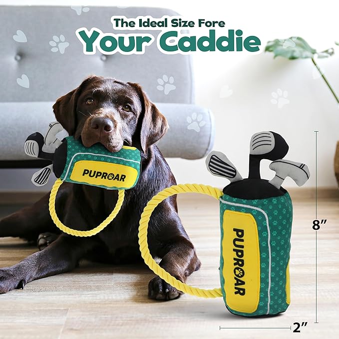 PUPROAR Golf Dog Toy, Funny Dog Birthday Gift with Rope, Cute Squeaky Puppy Toy