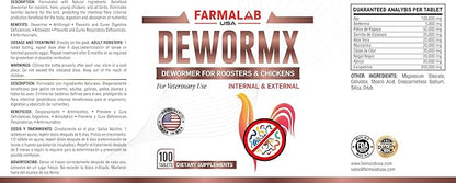 Farmalab Natural Dewormer Internal & External 100 Tabs Poultry NO Egg Withdrawal Needed - Vitamin for Poultry Rooster Hen Chicken Baby Chick