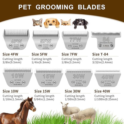 Detachable Pet Dog Grooming Blades-Size 7FW Dog Grooming Wide Blade,Cutting Length 1/8" 3.2MM,Compatible with Most Andis,Oster A5,Wahl km10 Clippers