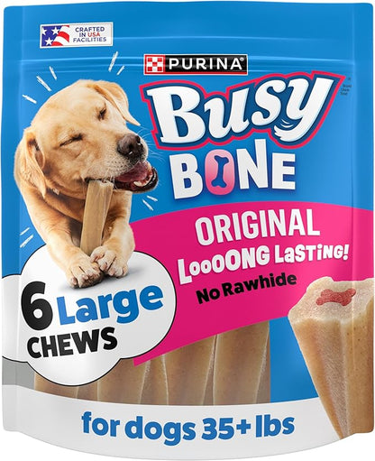 Purina Busy Bone Adult Dog Chew Bone Treats, Original - 6 ct. Pouch