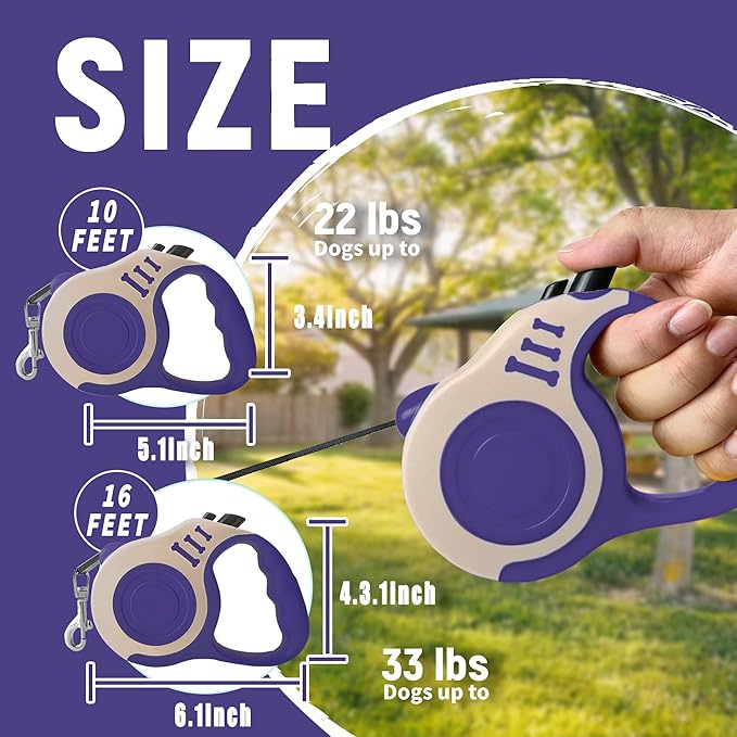 Retractable Dog Leash Automatic Telescopic Tractor Dog Tape, Pet Tape 10/16 FT Durable and Convenient, with Non-Slip Handle, Suitable for Small and Medium-Sized Dogs