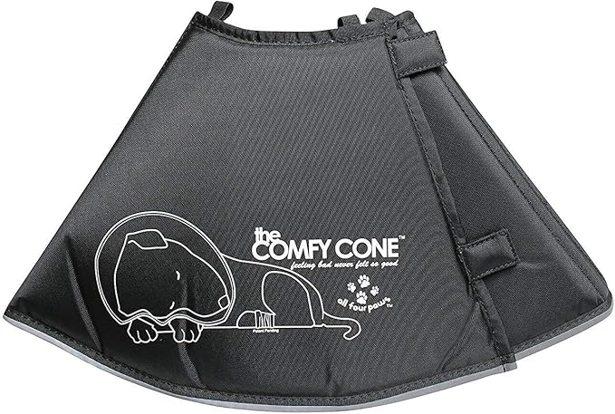 All Four Paws Comfy Cone Pet Cone for Dogs, Cats, Small-Long, Black - Comfortable Soft Dog Cone Collar Alternative for After Surgery, Wound Care, Spay, Neuter - Dog and Cat Recovery Collar